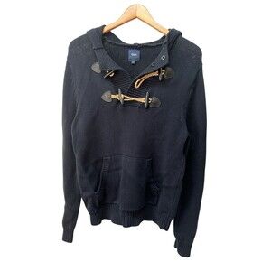 Gap Sweater Hoodie Men Navy Large Toggle Knit Pullover Fisherman Chunky Nautical